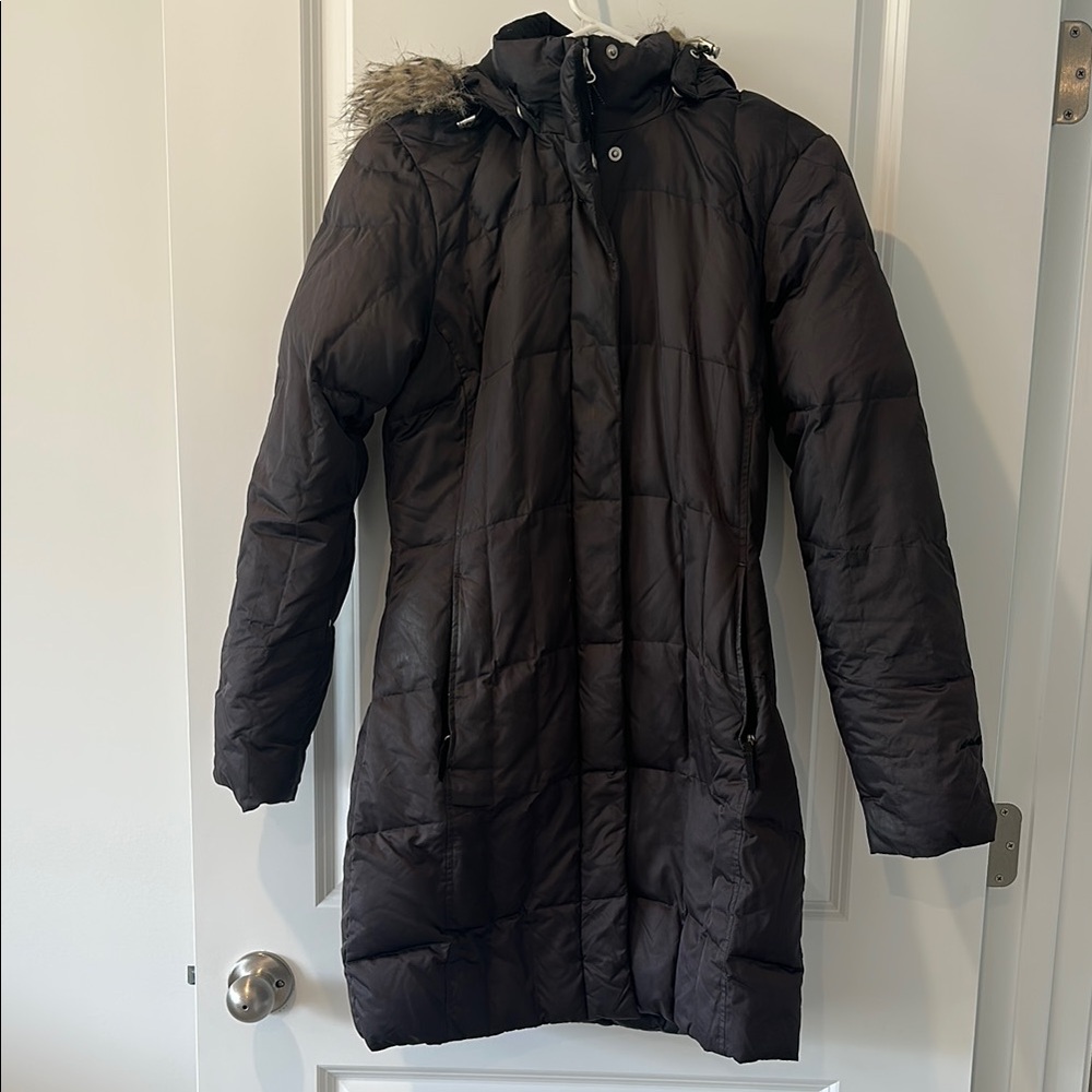 Eddie Bauer Black Puffer Coat with Fur Hood